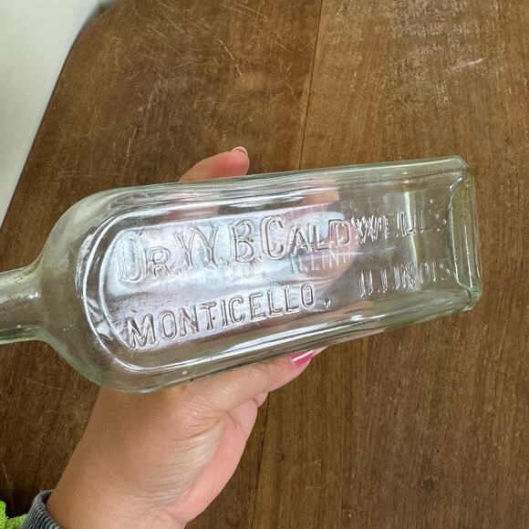 Antique‎ DR. W. B. CALDWELL'S SYRUP pepsin syrup company glass bottle - Picture 7 of 8